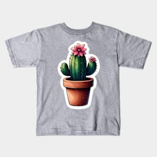 Watercolor cactus plant sticker Kids T-Shirt